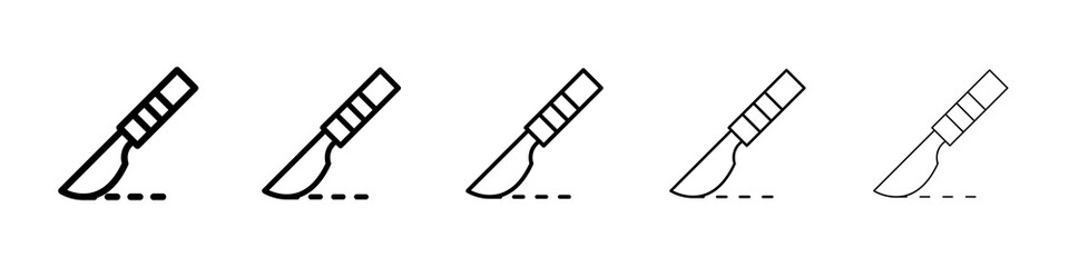 Scalpel path icon graphic set. trendy stroke line style