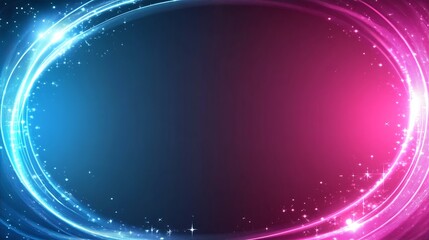 Abstract oval frame with vibrant color gradient and glowing streaks