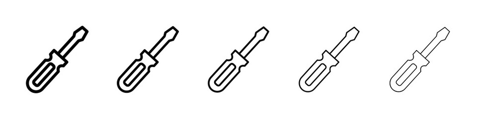 Screwdriver icon graphic set. trendy stroke line style