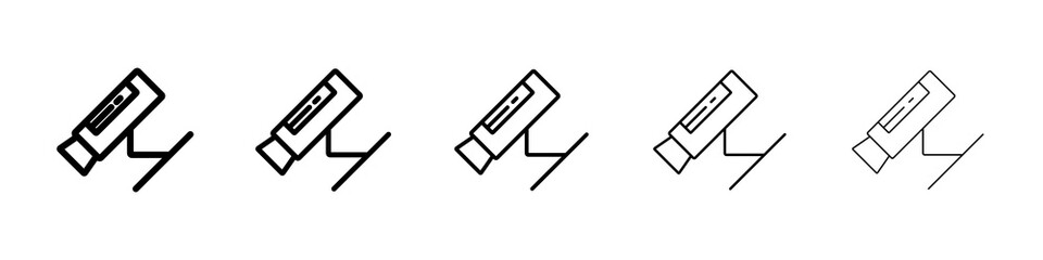 Security camera icon graphic set. trendy stroke line style