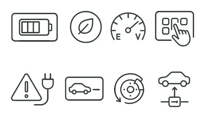 Automobile dashboard linear icon set. car maintenance and energy symbols