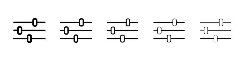 Settings sliders icon graphic set. trendy stroke line style