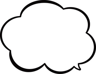 モコモコした雲の形のふきだし。使いやすい黒い線。異なる線幅