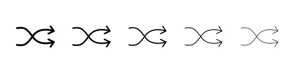 Shuffle icon graphic set. trendy stroke line style