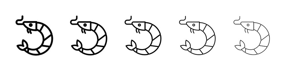 Shrimp icon graphic set. trendy stroke line style