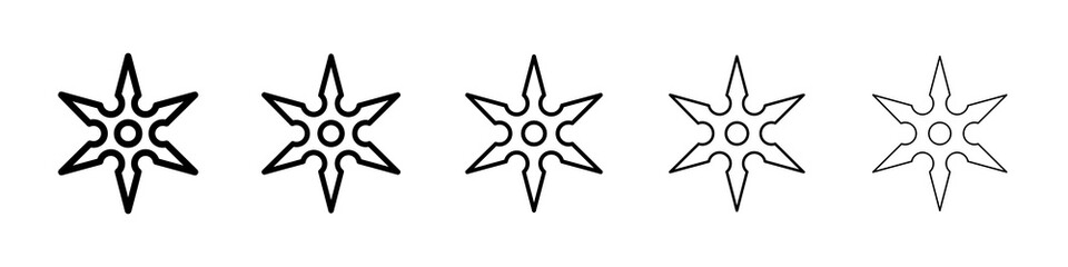 Shuriken icon graphic set. trendy stroke line style