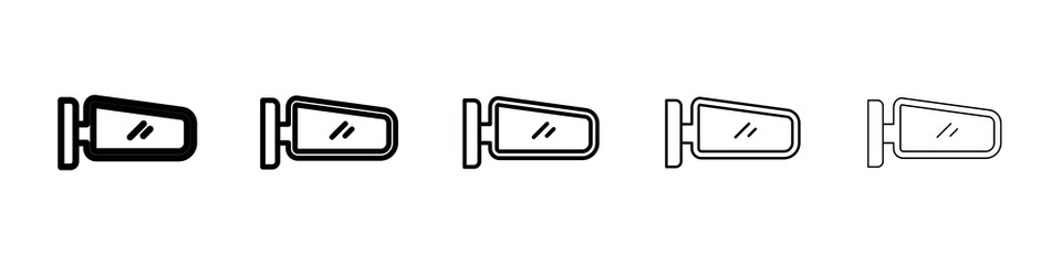 Side mirror icon graphic set. trendy stroke line style