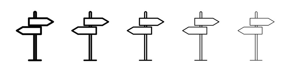 Signpost icon graphic set. trendy stroke line style