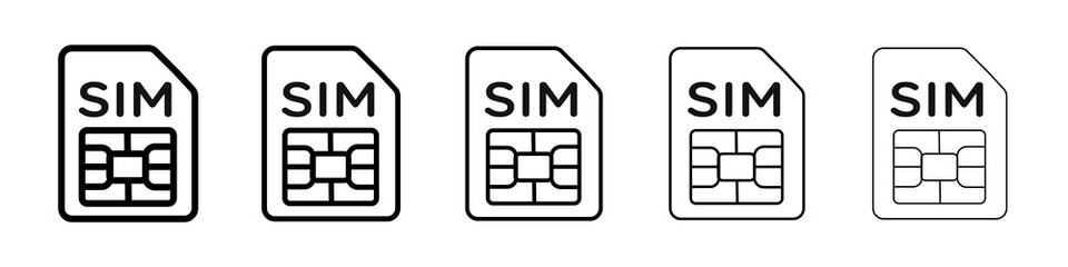 Sim card icon graphic set. trendy stroke line style