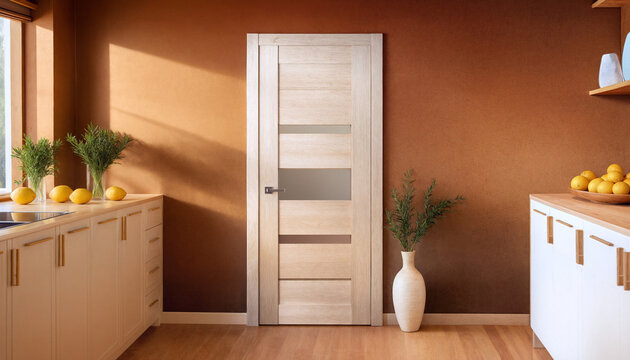 door in modern kitchen interior