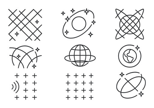 Space and galaxy silhouette icon set. astronomy and celestial symbols collection