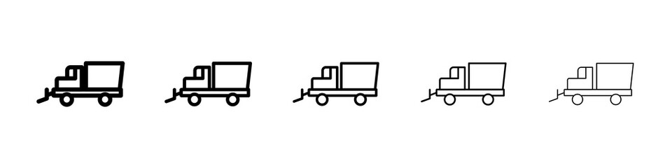Snowplow icon graphic set. trendy stroke line style