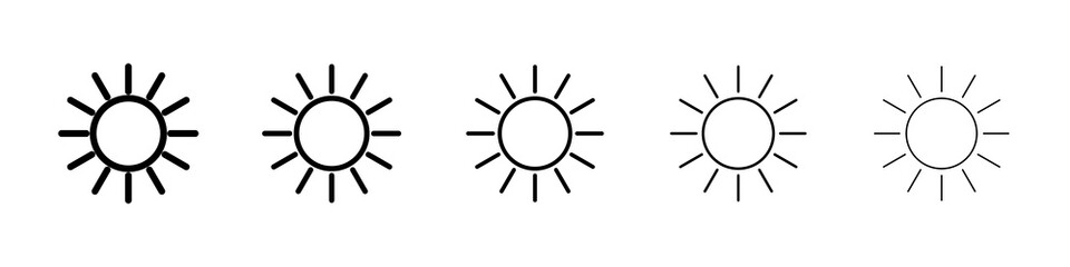 Sun icon graphic set. trendy stroke line style