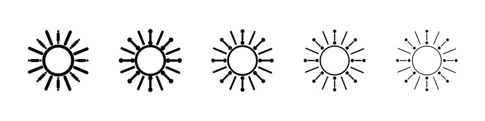 Sun icon graphic set. trendy stroke line style