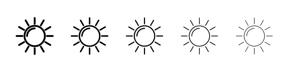 Sun icon graphic set. trendy stroke line style