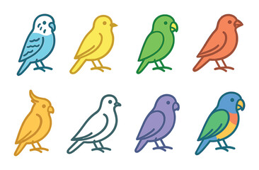 Birds silhouette icon set. avian graphics and nature-themed symbols