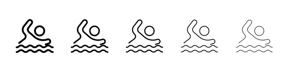 Swimmer icon graphic set. trendy stroke line style