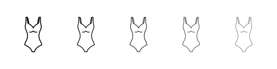 Swimsuit icon graphic set. trendy stroke line style