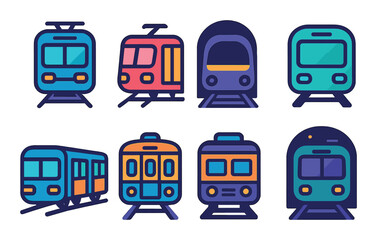 Urban transport icon set: flat style symbols for public transit and city commuting
