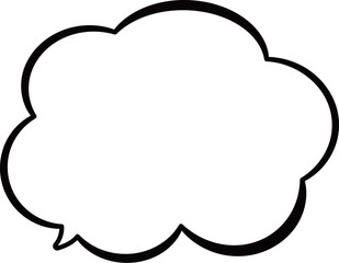 モコモコした雲の形のふきだし。使いやすい黒い線。異なる線幅