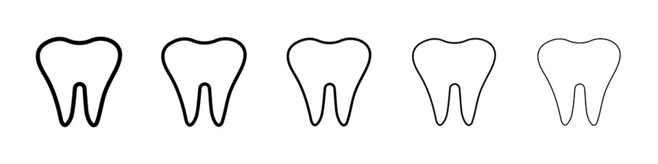 Teeth icon graphic set. trendy stroke line style