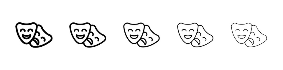 Theater masks icon graphic set. trendy stroke line style