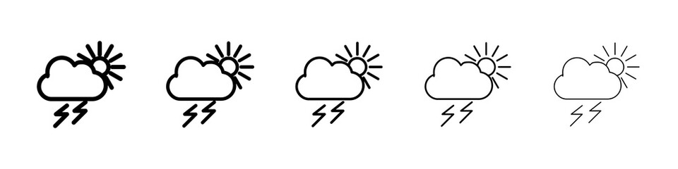 Thunderstorm icon graphic set. trendy stroke line style