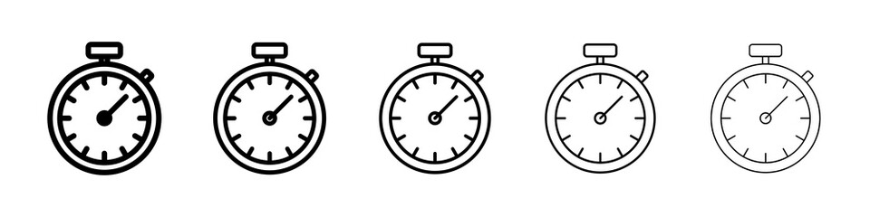 Timer icon graphic set. trendy stroke line style