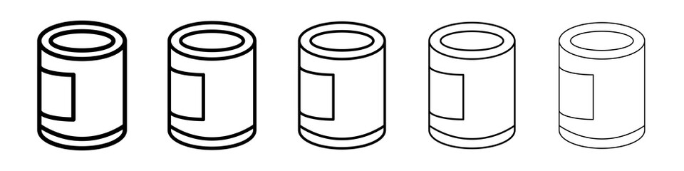Tin can icon graphic set. trendy stroke line style