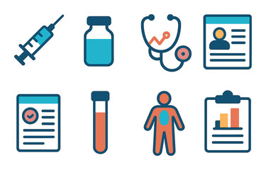 Healthcare and medical flat icon set. health and wellness symbols