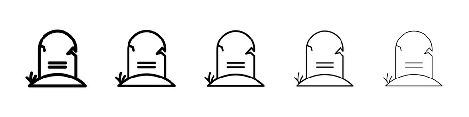 Tombstone icon graphic set. trendy stroke line style