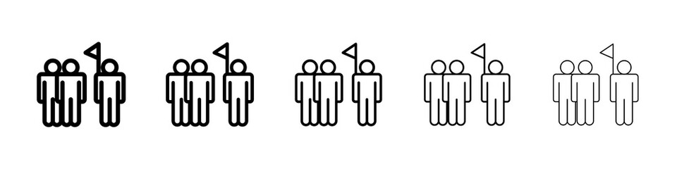 Tour guide people icon graphic set. trendy stroke line style