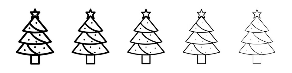 Tree christmas icon graphic set. trendy stroke line style