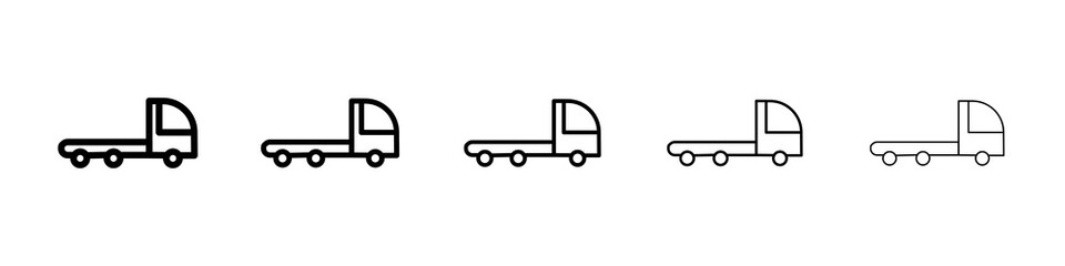 Truck container empty icon graphic set. trendy stroke line style