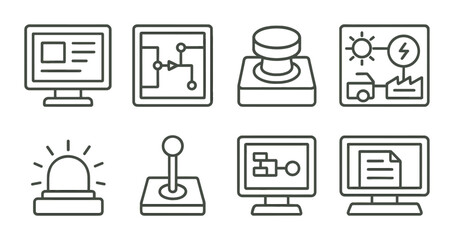 Technology and electronics icon set in linear style. gadgets and devices symbols