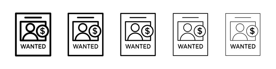 Wanted icon graphic set. trendy stroke line style