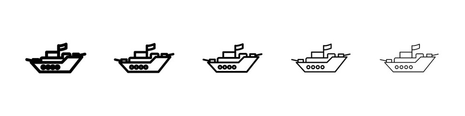Warship icon graphic set. trendy stroke line style