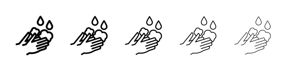 Wash hands icon graphic set. trendy stroke line style