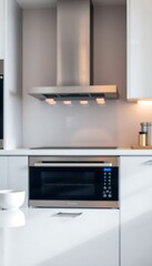 Fototapeta premium kitchen with a microwave oven and a coffee cup