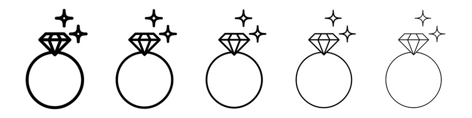 Wedding ring icon graphic set. trendy stroke line style