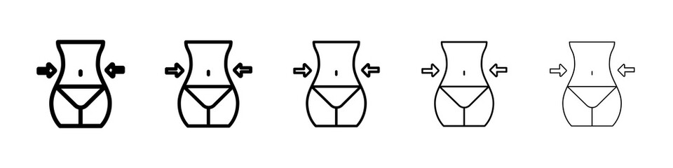 Weight loss icon graphic set. trendy stroke line style