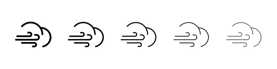 Wind clouds icon graphic set. trendy stroke line style
