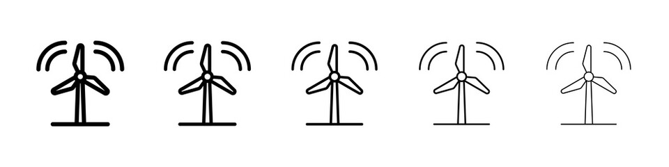 Wind turbine icon graphic set. trendy stroke line style