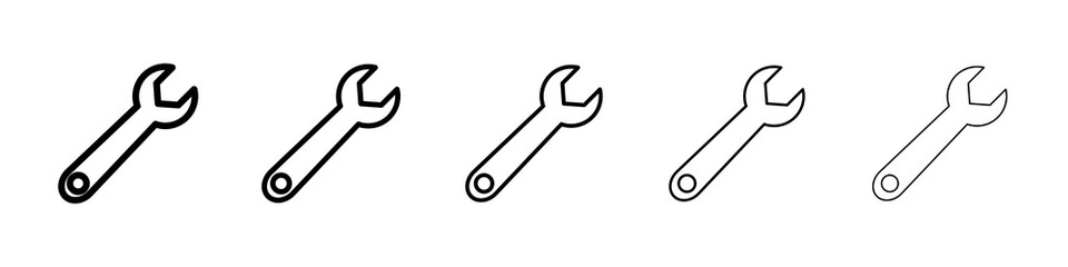Wrench icon graphic set. trendy stroke line style