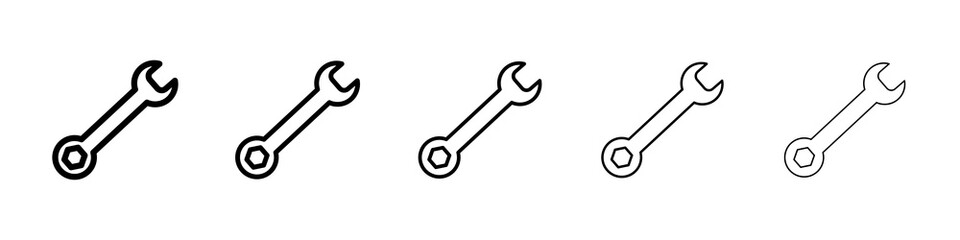 Wrench icon graphic set. trendy stroke line style