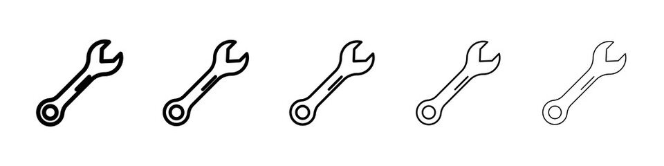 Wrench icon graphic set. trendy stroke line style