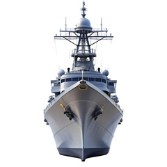 Naklejka premium Majestic Warship A Front View of a Modern Navy Destroyer isolated on transparent baackground