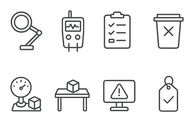 Office equipment silhouette icon set. workplace and productivity symbols