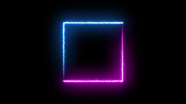 Square rectangle Neon frame border line animation.
Neon glowing frame border animation alpha channel.