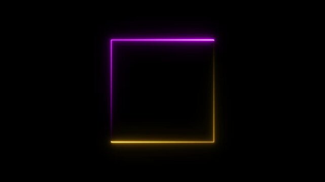 Square rectangle Neon frame border line animation.
Neon glowing frame border animation alpha channel.